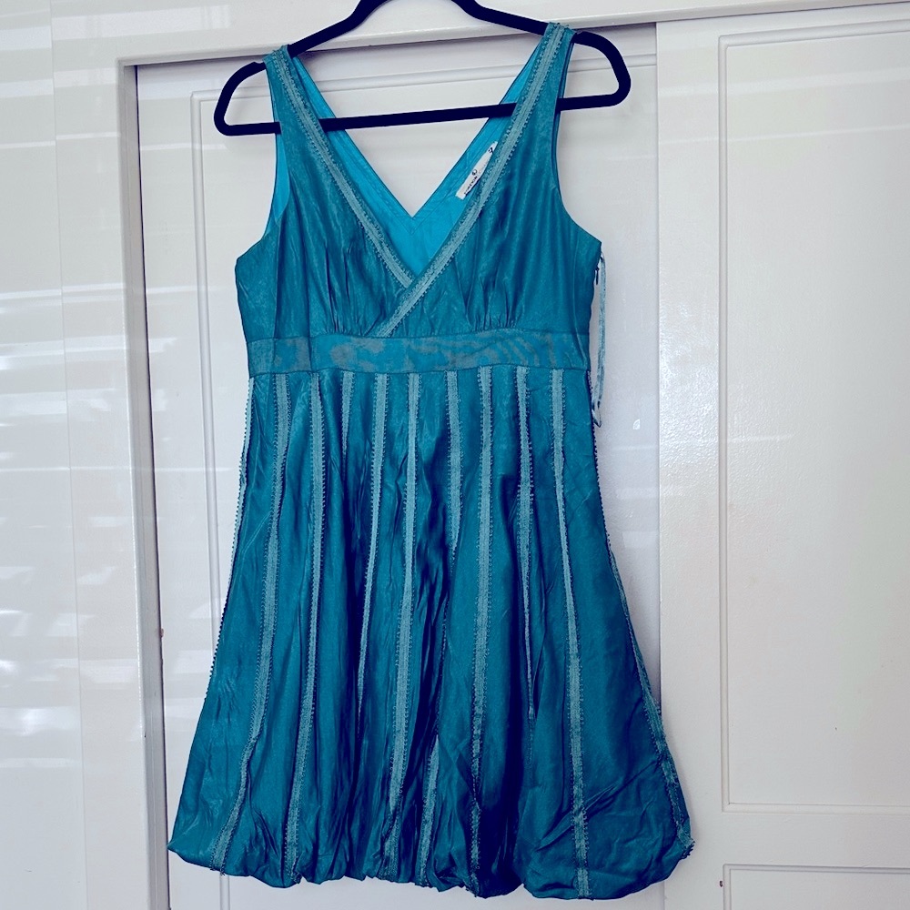 Foreign Exchange Teal V-Neck Mini Dress